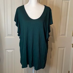 Old Navy Green V Neck Ruffle Sleeve Top XL
